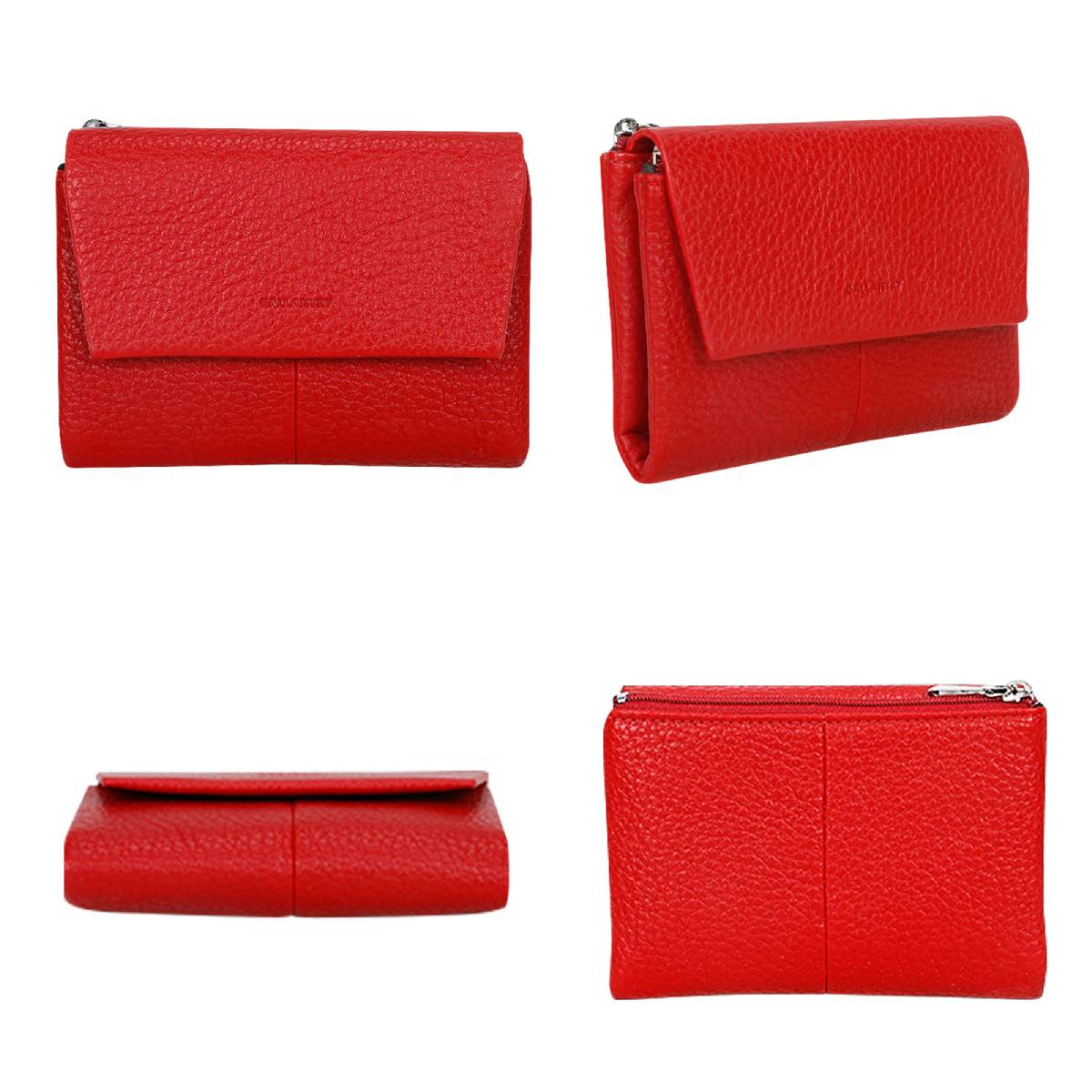 Portefeuille à Rabat Texturé Le Versatile Rouge