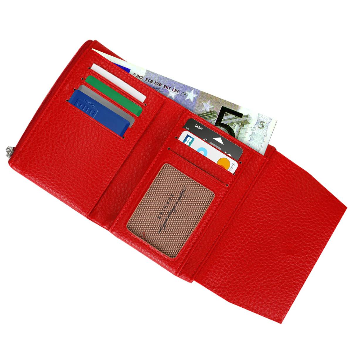 Portefeuille à Rabat Texturé Le Versatile Rouge