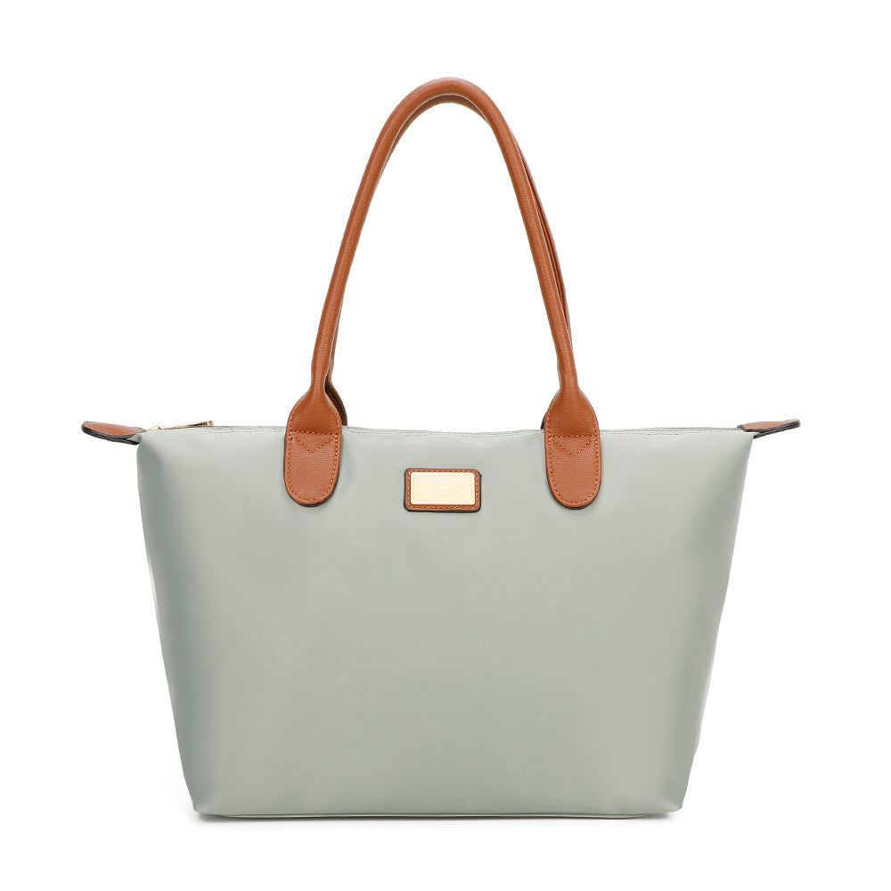 Sac à Main Shopper Maxi en Tissu Lisse Flanéria Gris Clair