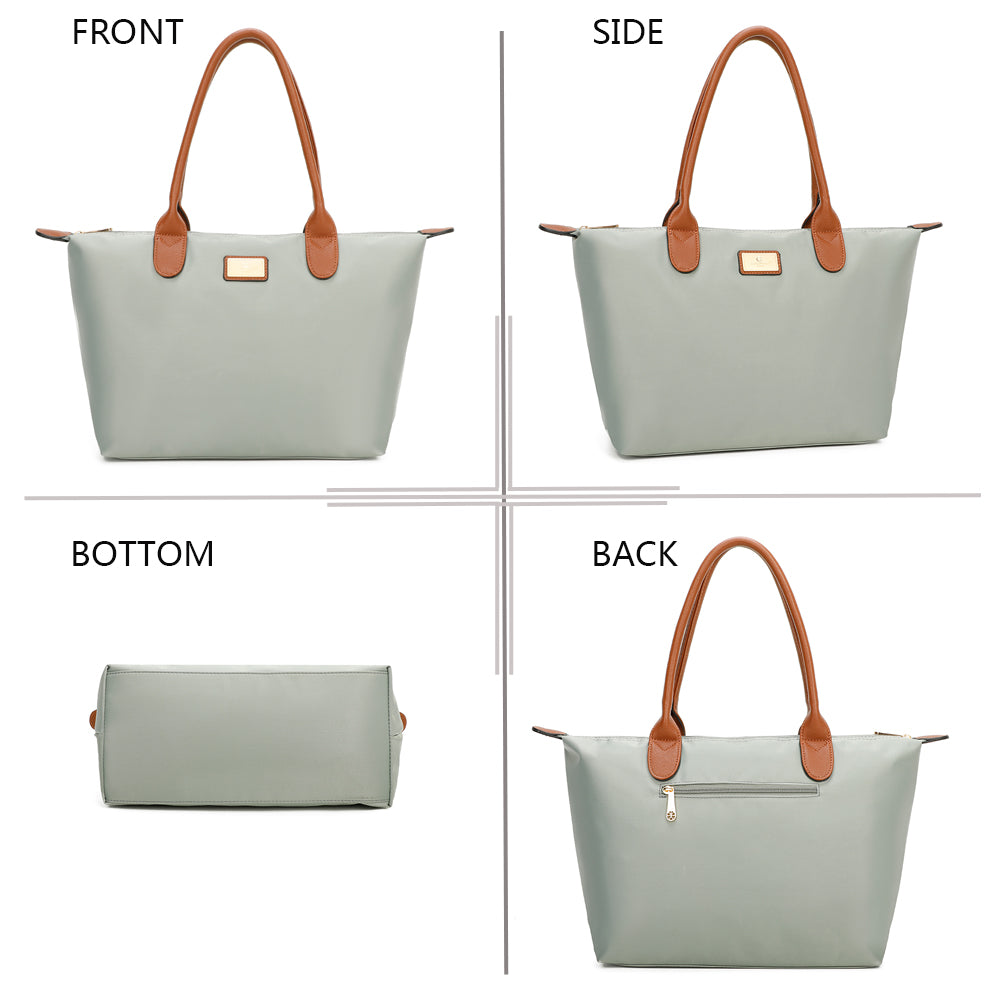 Sac à Main Shopper Maxi en Tissu Lisse Flanéria Gris Clair
