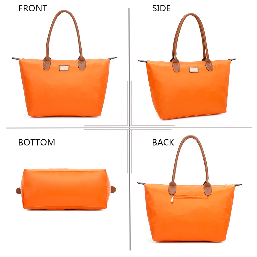 Sac à Main Shopper Maxi en Tissu Lisse Flanéria Orange