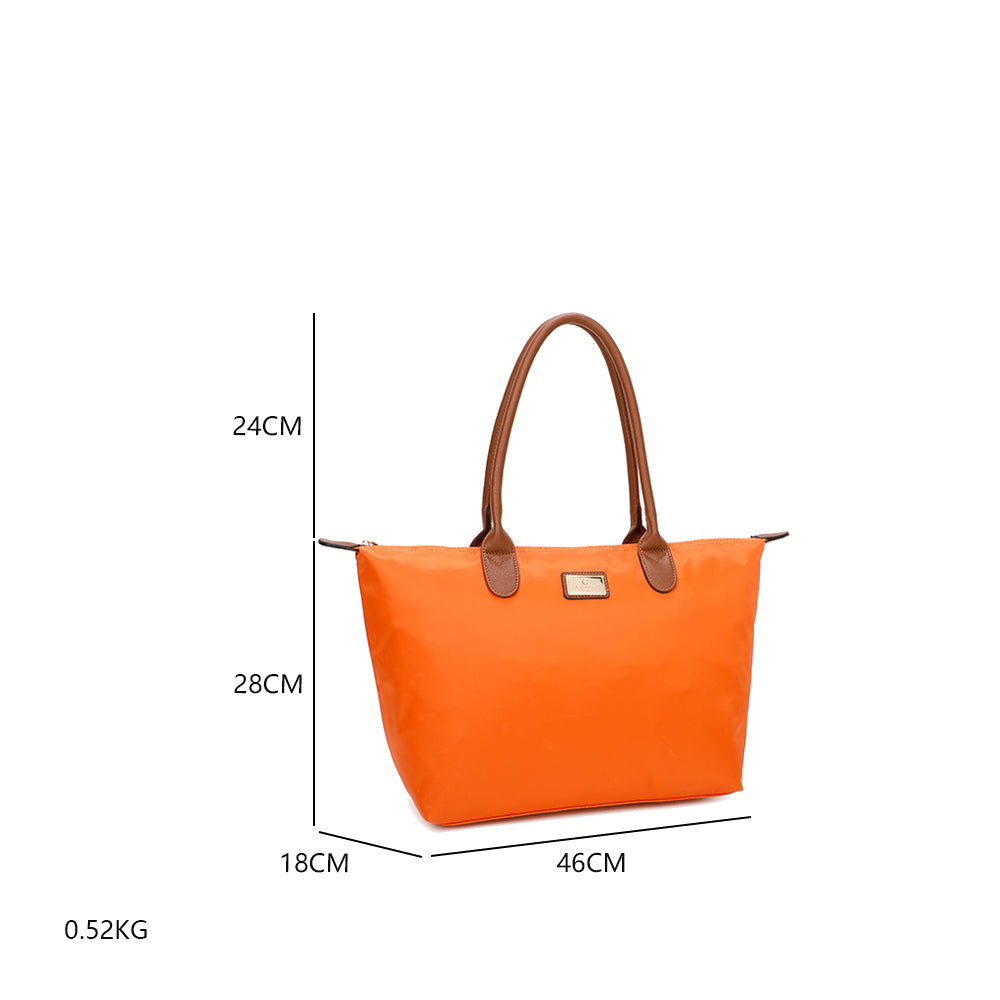 Sac à Main Shopper Maxi en Tissu Lisse Flanéria Orange