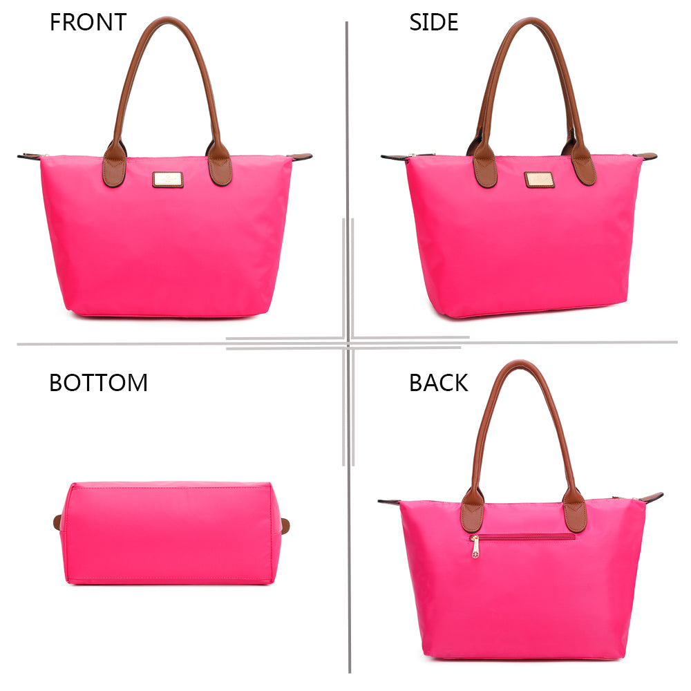 Sac à Main Shopper Maxi en Tissu Lisse Flanéria Fuchsia