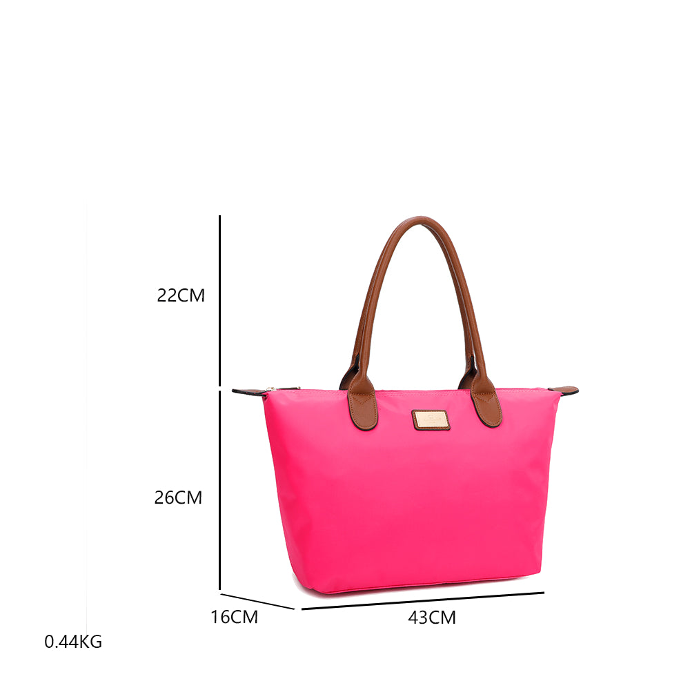 Sac à Main Shopper Maxi en Tissu Lisse Flanéria Fuchsia