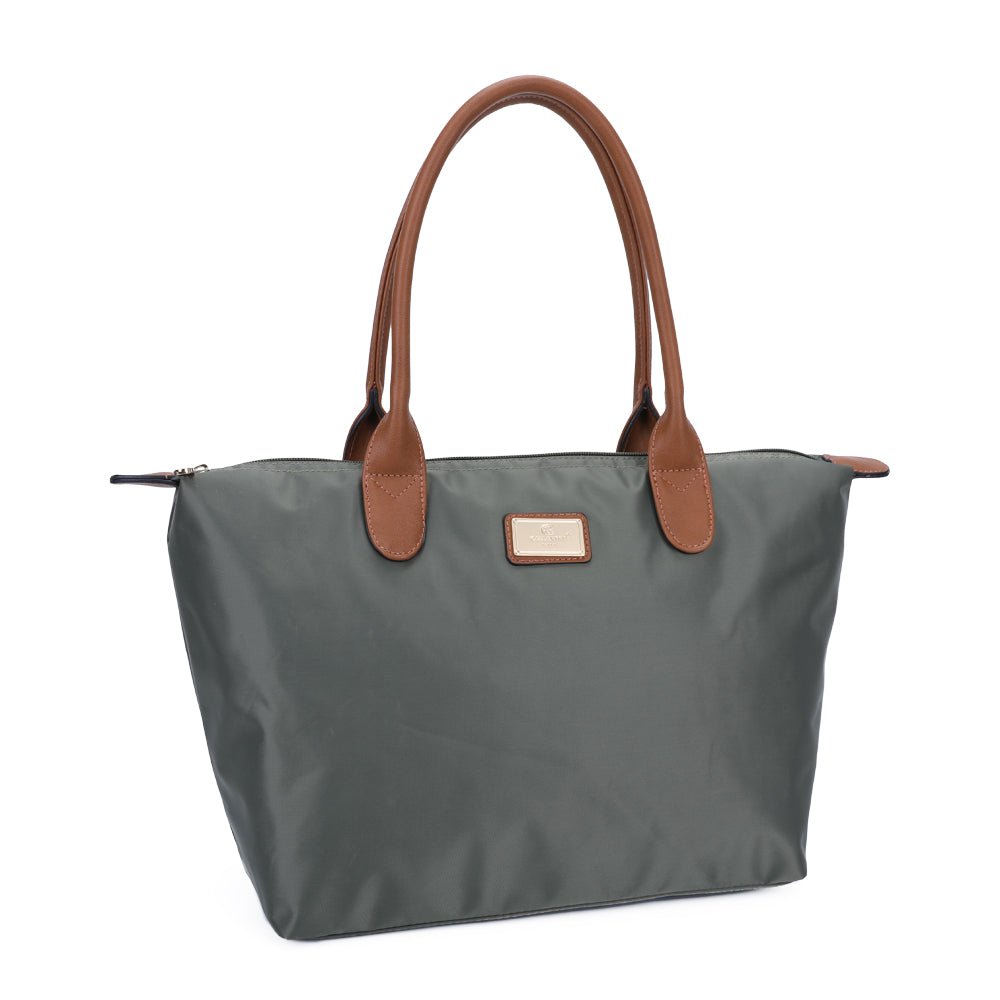 Sac à Main Shopper Maxi en Tissu Lisse Flanéria Vert Forêt