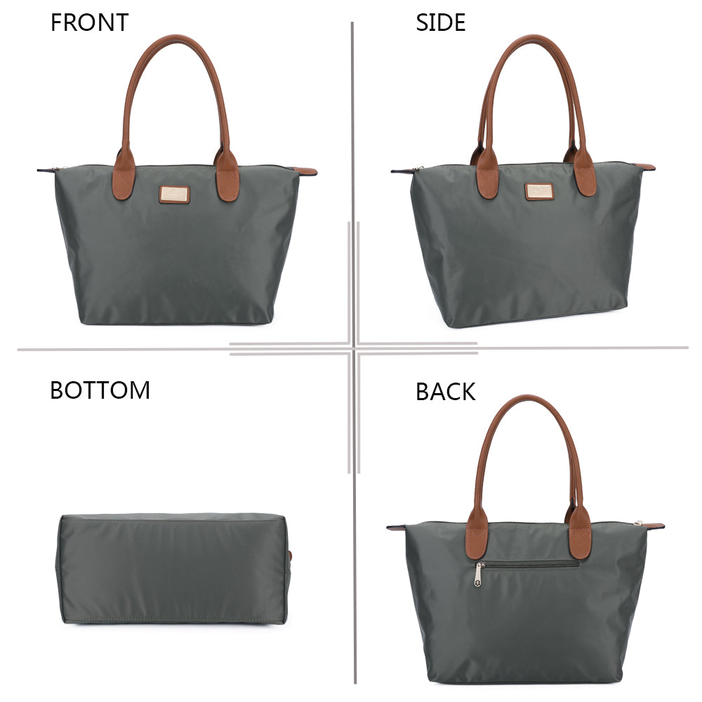 Sac à Main Shopper Maxi en Tissu Lisse Flanéria Vert Forêt