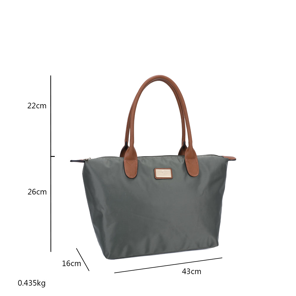 Sac à Main Shopper Maxi en Tissu Lisse Flanéria Vert Forêt