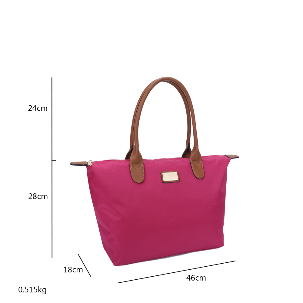 Sac à Main Shopper Maxi en Tissu Lisse Flanéria Rose Framboise