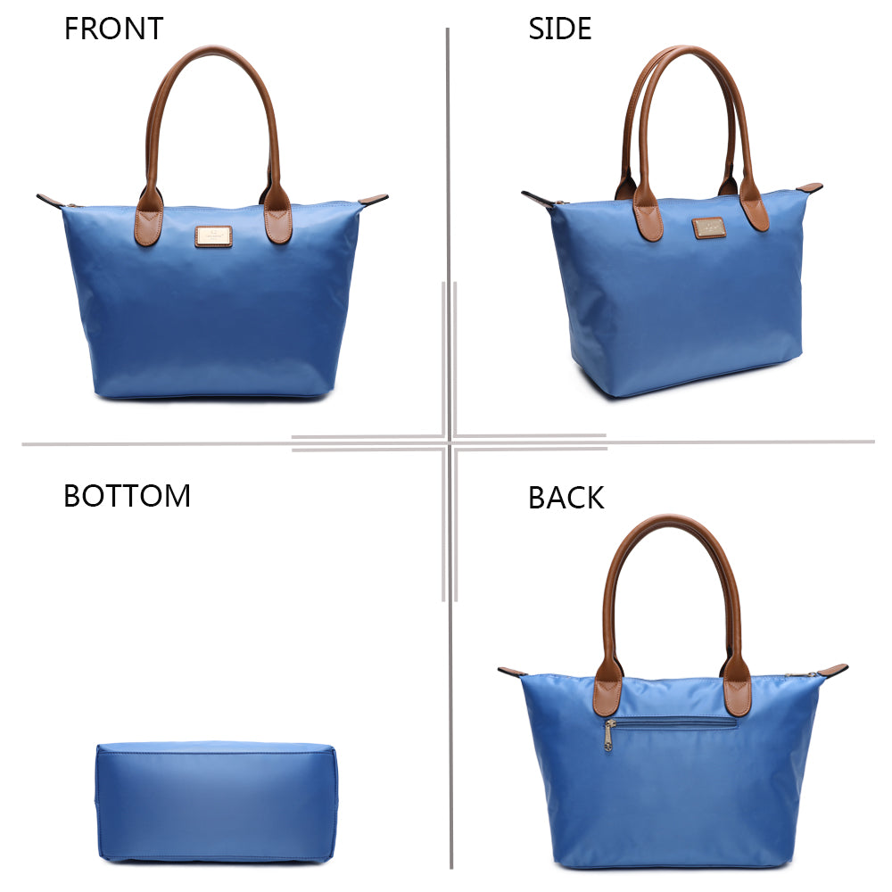 Sac à Main Shopper Medium en Tissu Lisse Flanéria Bleu