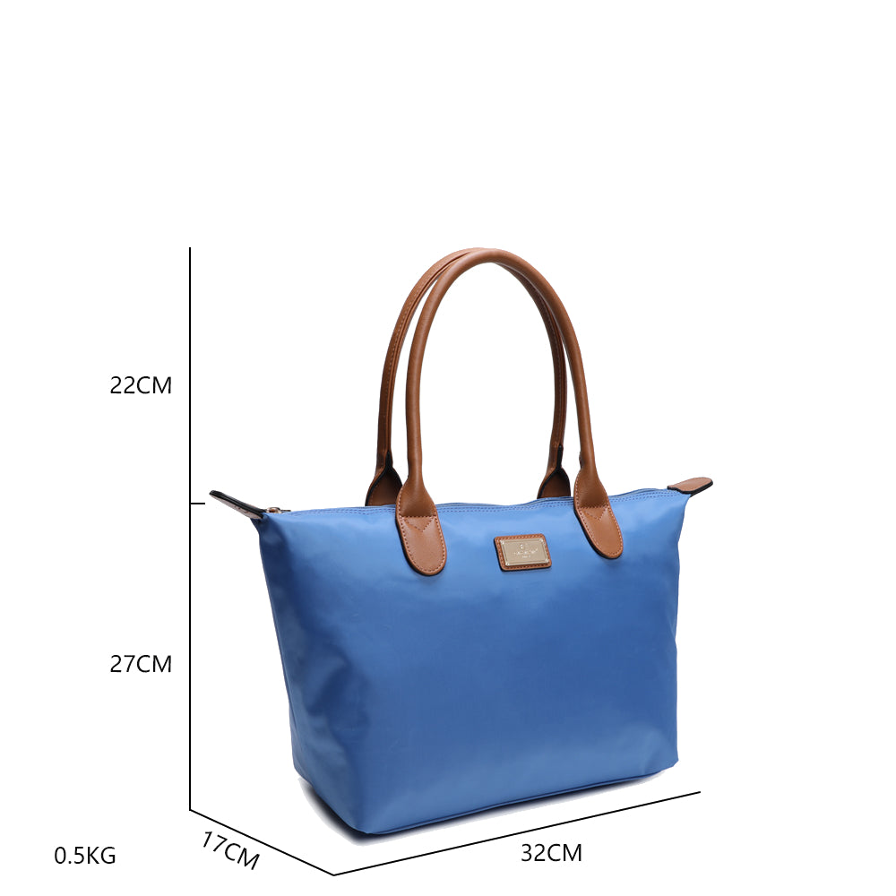 Sac à Main Shopper Medium en Tissu Lisse Flanéria Bleu