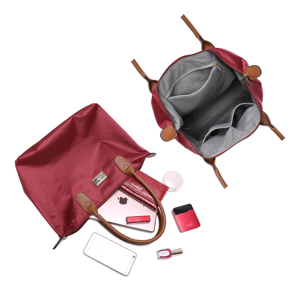 Sac à Main Shopper Medium en Tissu Lisse Flanéria Bordeaux