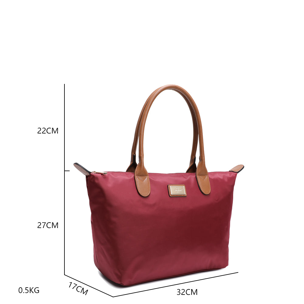 Sac à Main Shopper Medium en Tissu Lisse Flanéria Bordeaux