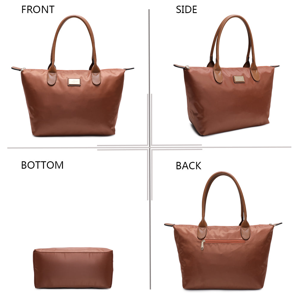 Sac à Main Shopper Medium en Tissu Lisse Flanéria Marron