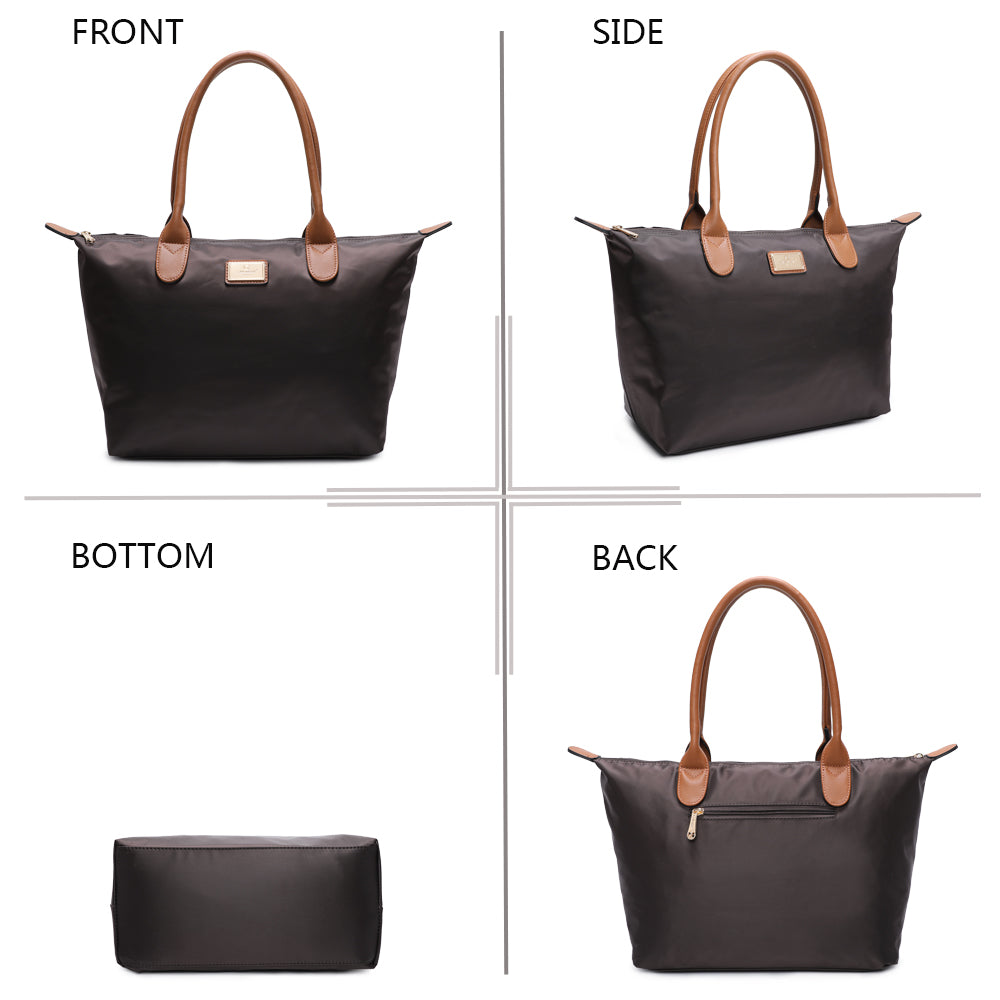 Sac à Main Shopper Medium en Tissu Lisse Flanéria Marron Foncé