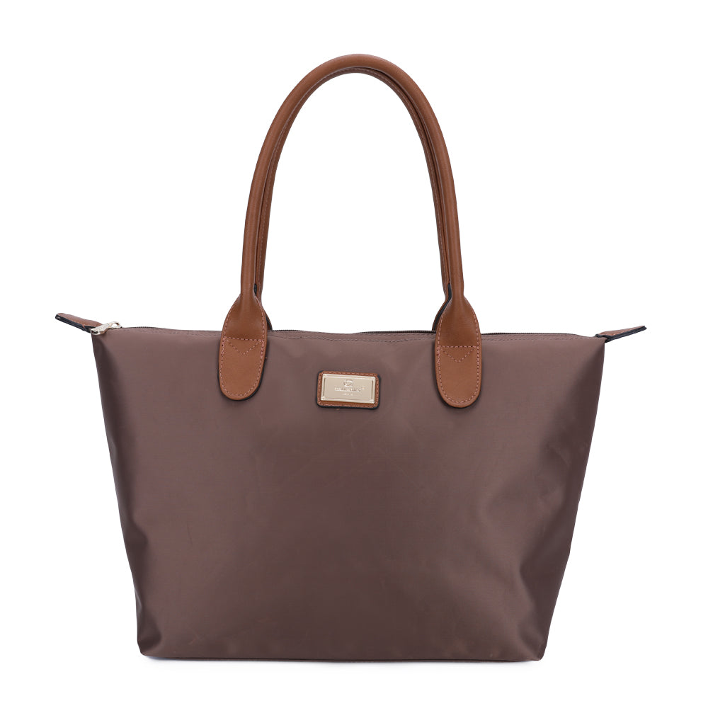 Sac à Main Shopper Medium en Tissu Lisse Flanéria Taupe