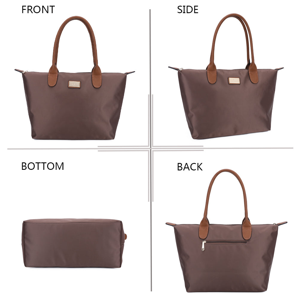 Sac à Main Shopper Medium en Tissu Lisse Flanéria Taupe