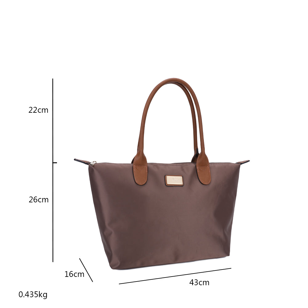 Sac à Main Shopper Medium en Tissu Lisse Flanéria Taupe