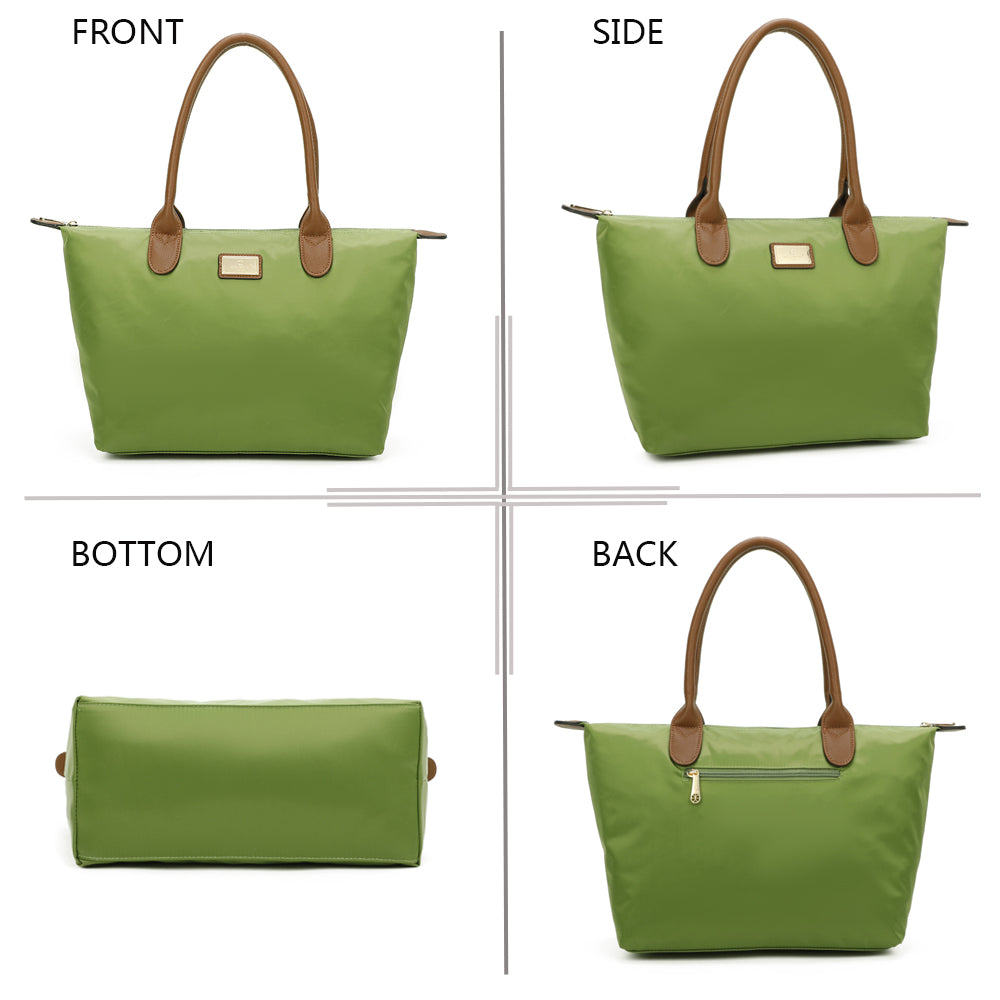 Sac à Main Shopper Medium en Tissu Lisse Flanéria Vert