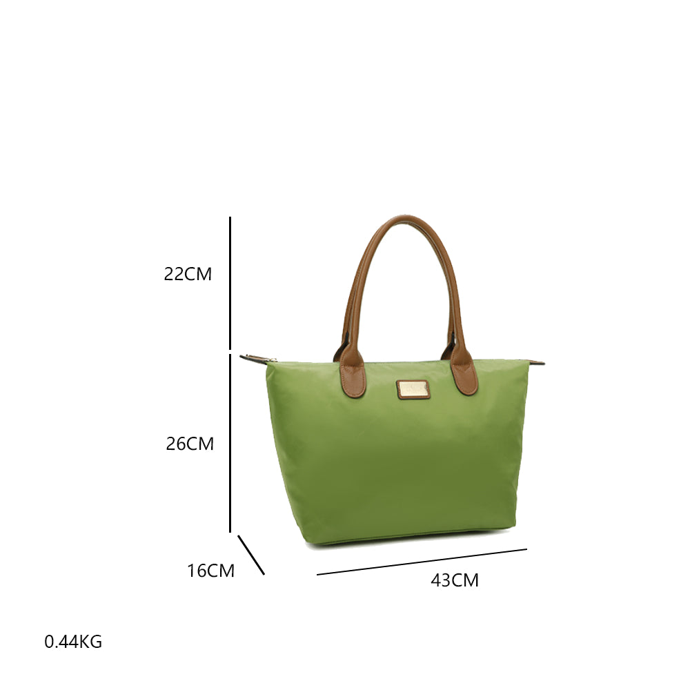 Sac à Main Shopper Medium en Tissu Lisse Flanéria Vert