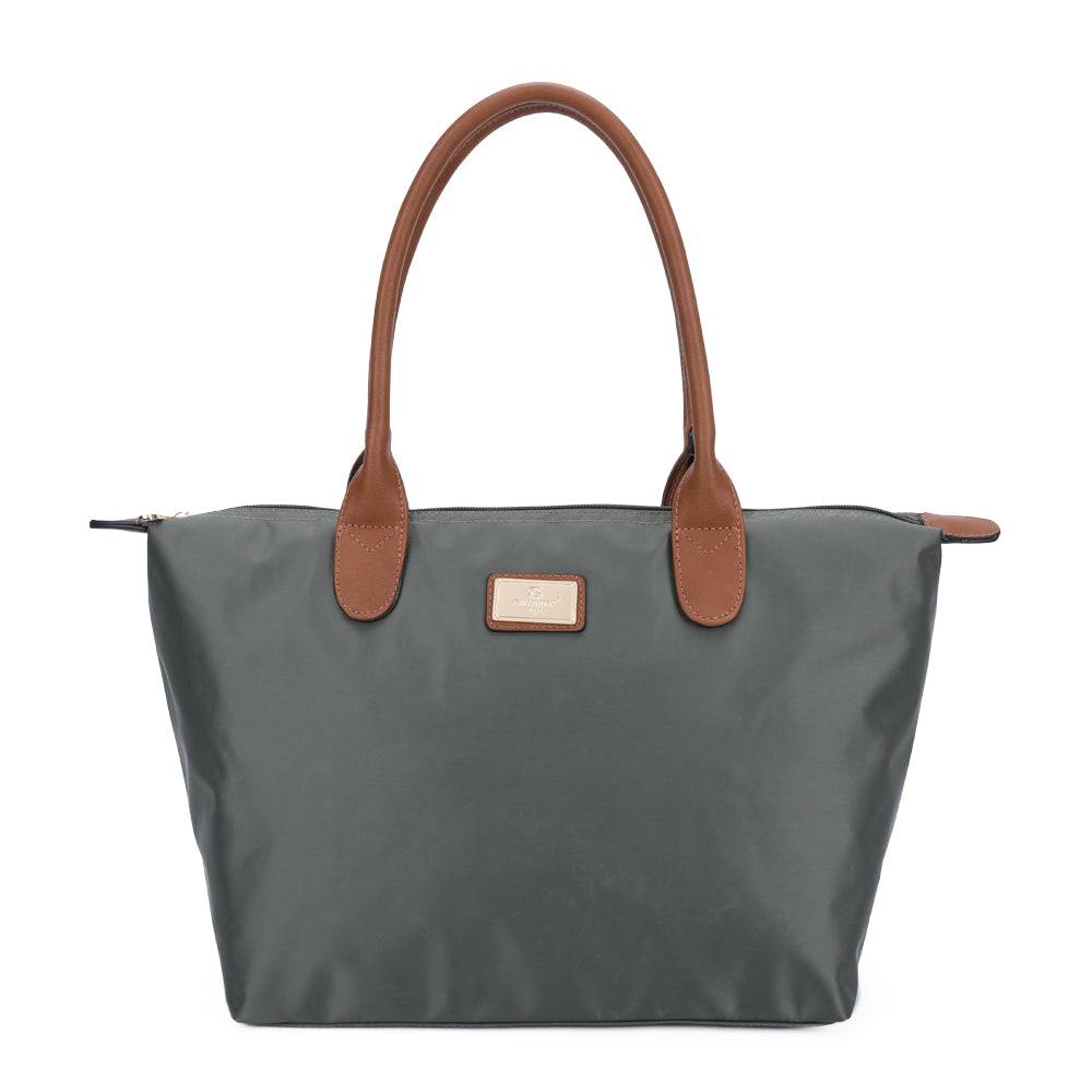 Sac à Main Shopper Medium en Tissu Lisse Flanéria Kaki