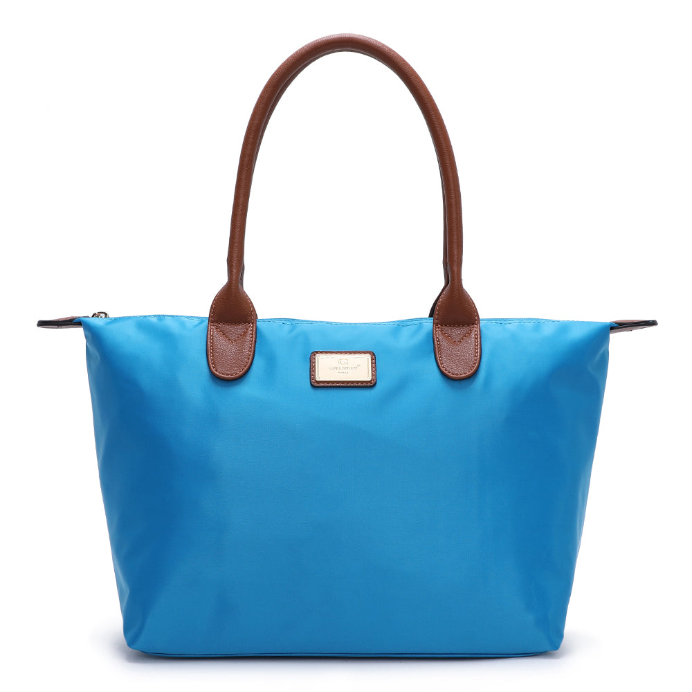Sac à Main Shopper Medium en Tissu Lisse Flanéria Bleu Clair