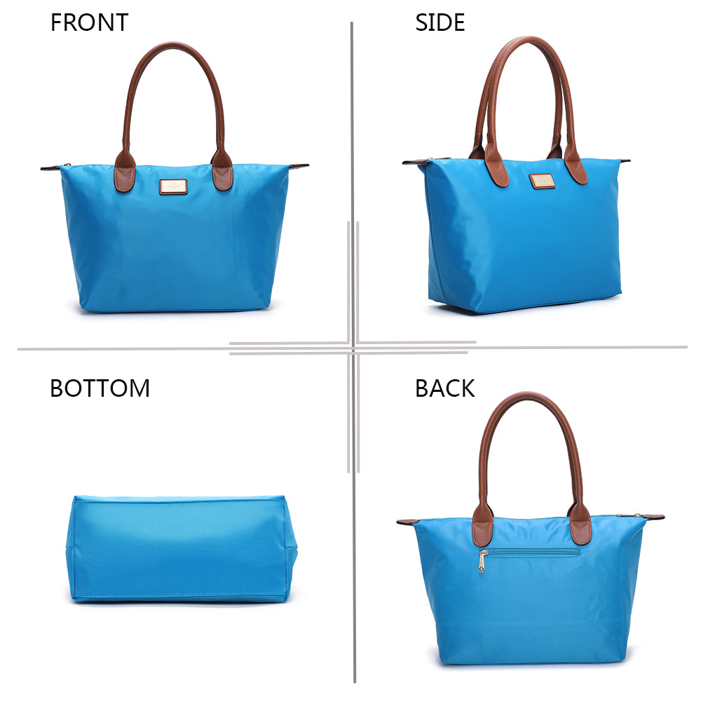 Sac à Main Shopper Medium en Tissu Lisse Flanéria Bleu Clair