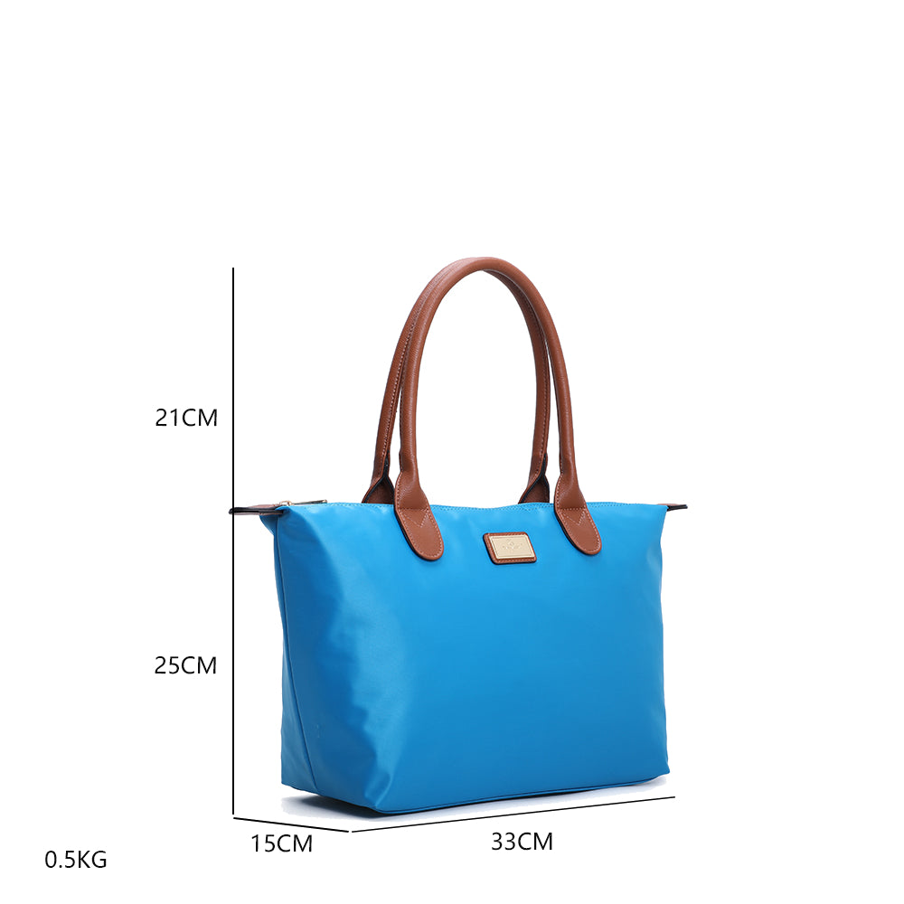 Sac à Main Shopper Medium en Tissu Lisse Flanéria Bleu Clair