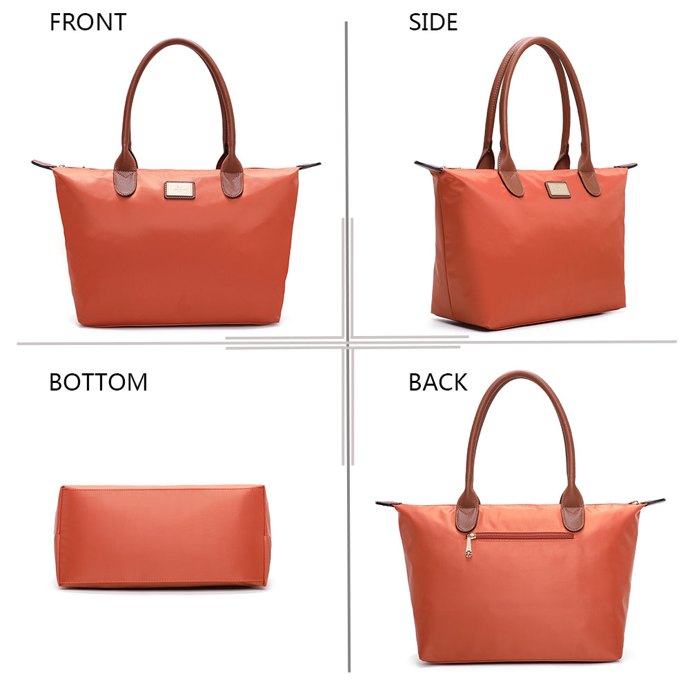 Sac à Main Shopper Medium en Tissu Lisse Flanéria Orange