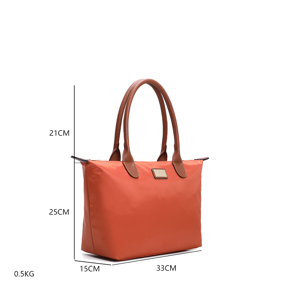 Sac à Main Shopper Medium en Tissu Lisse Flanéria Orange