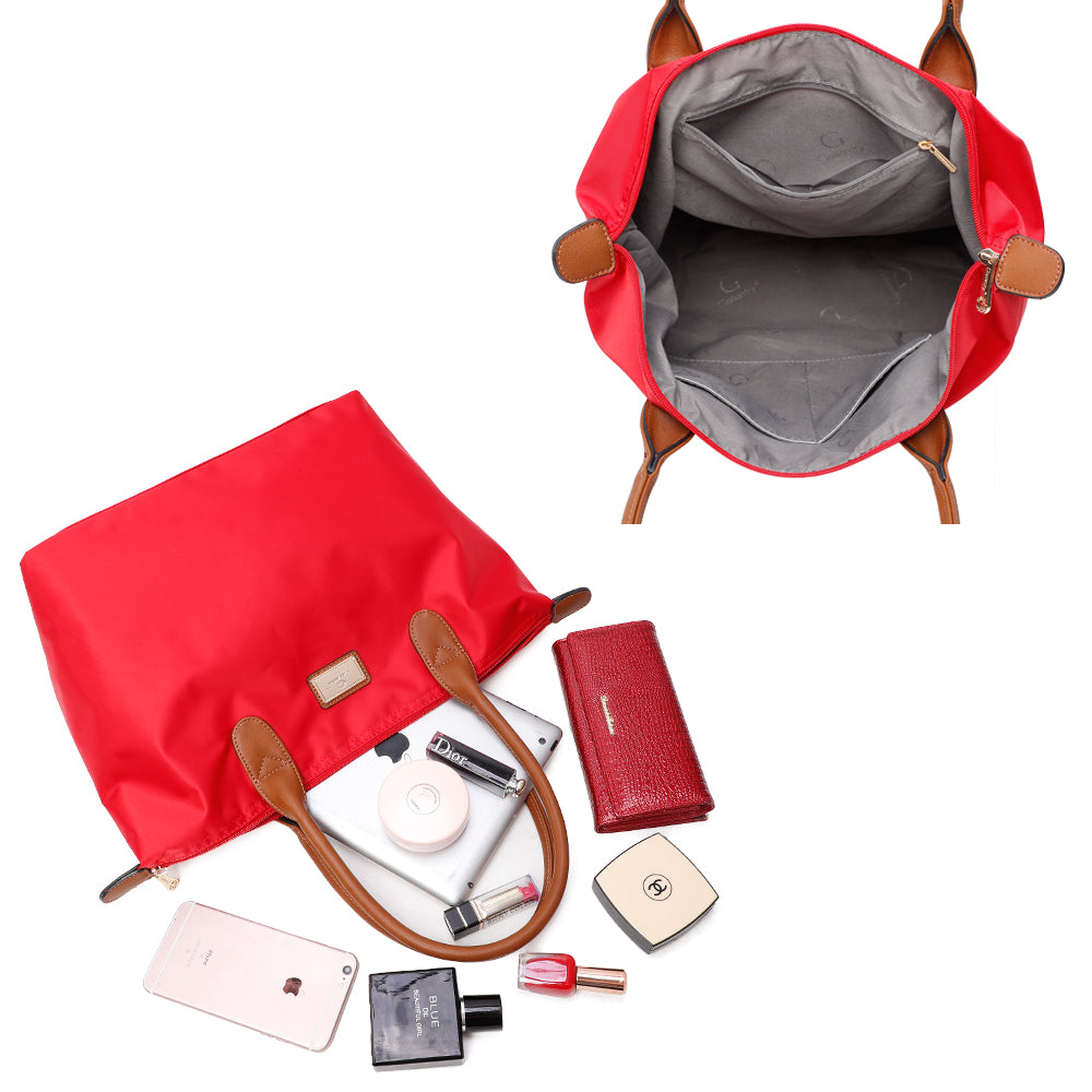 Sac à Main Shopper Medium en Tissu Lisse Flanéria Rouge