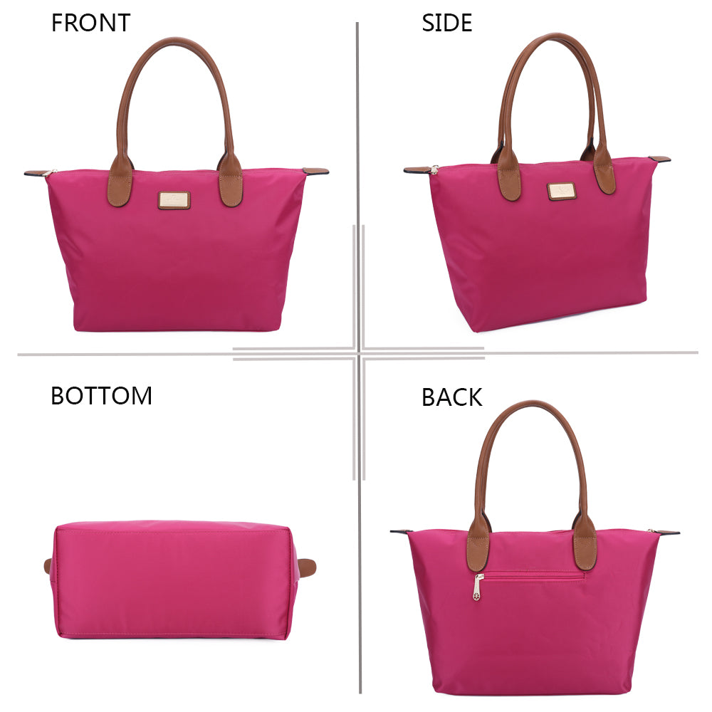 Sac à Main Shopper Medium en Tissu Lisse Flanéria Rose Framboise