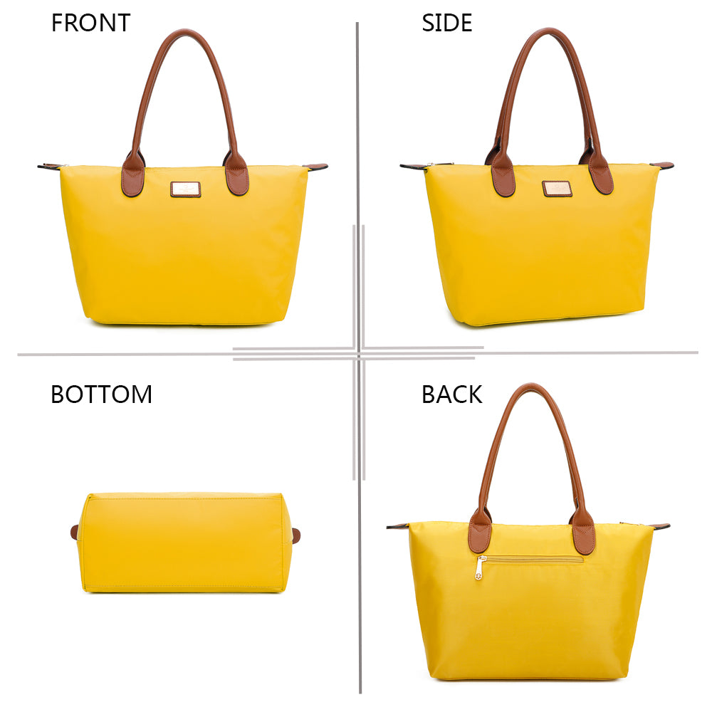 Sac à Main Shopper Medium en Tissu Lisse Flanéria Jaune