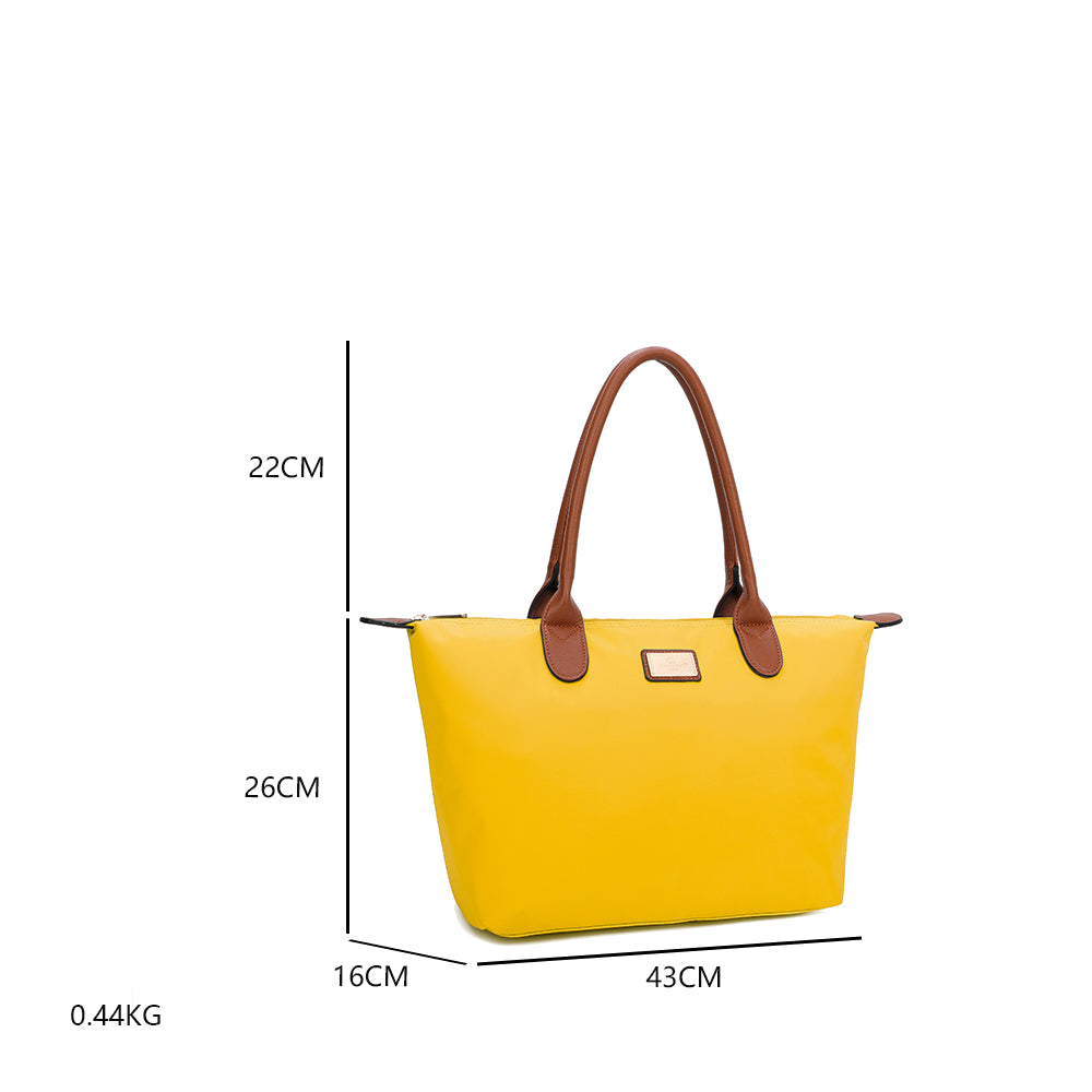 Sac à Main Shopper Medium en Tissu Lisse Flanéria Jaune