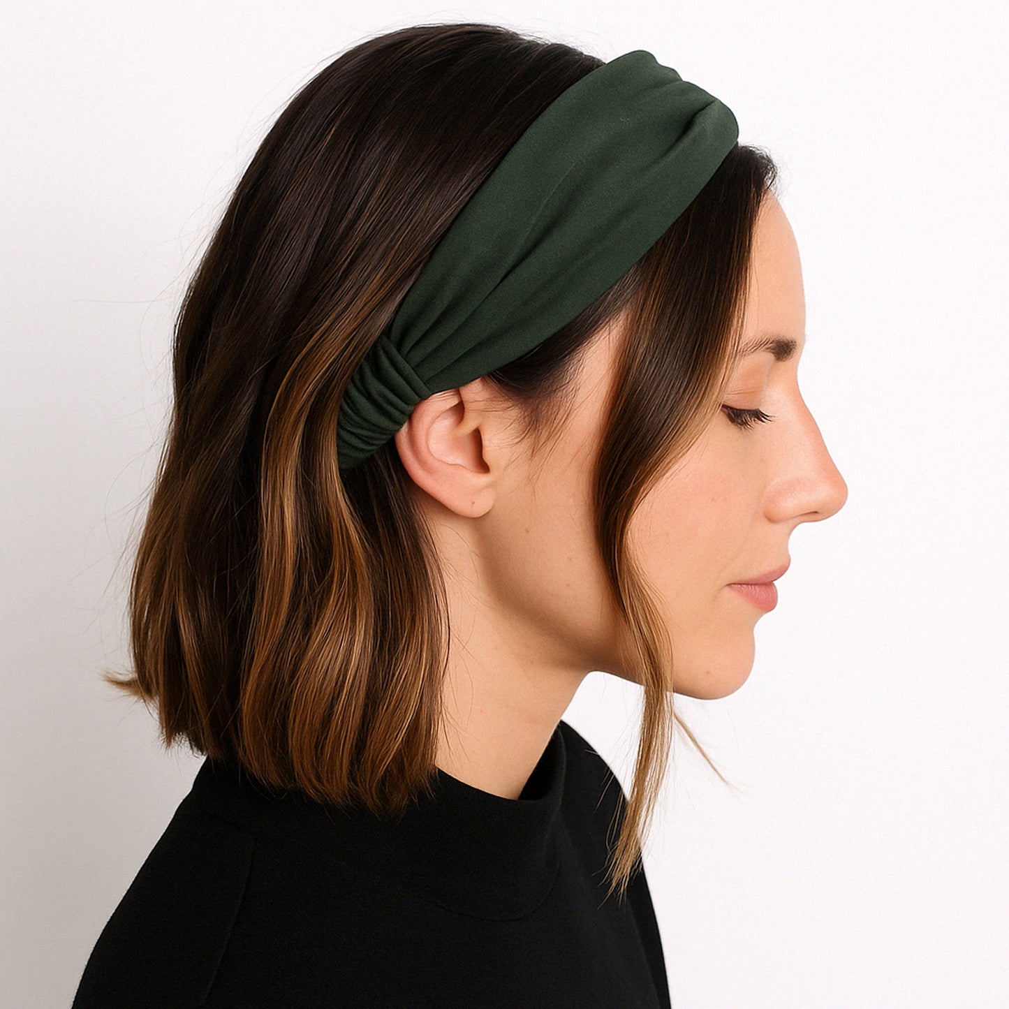 Bandeau Croisé en Velours Vert