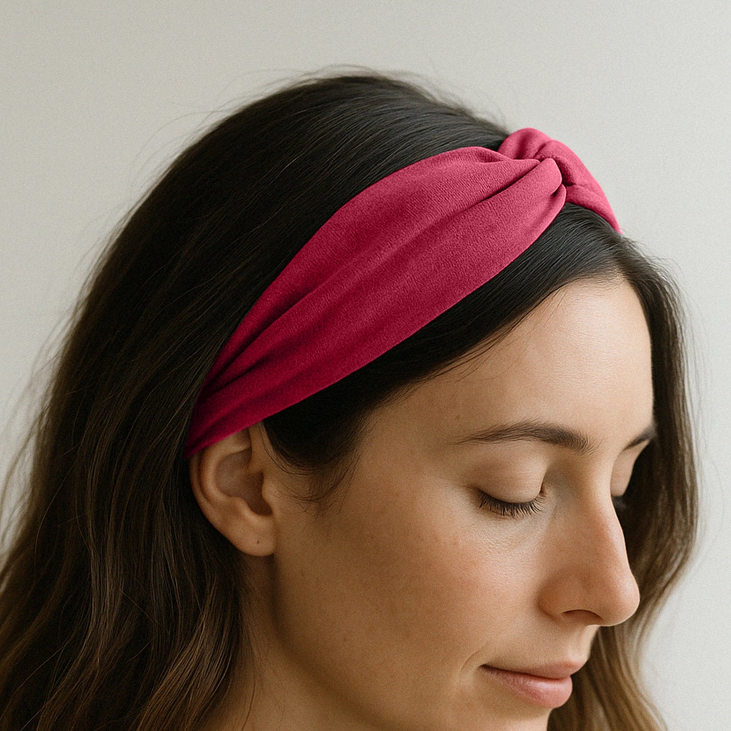 Bandeau Croisé en Velours Bordeaux