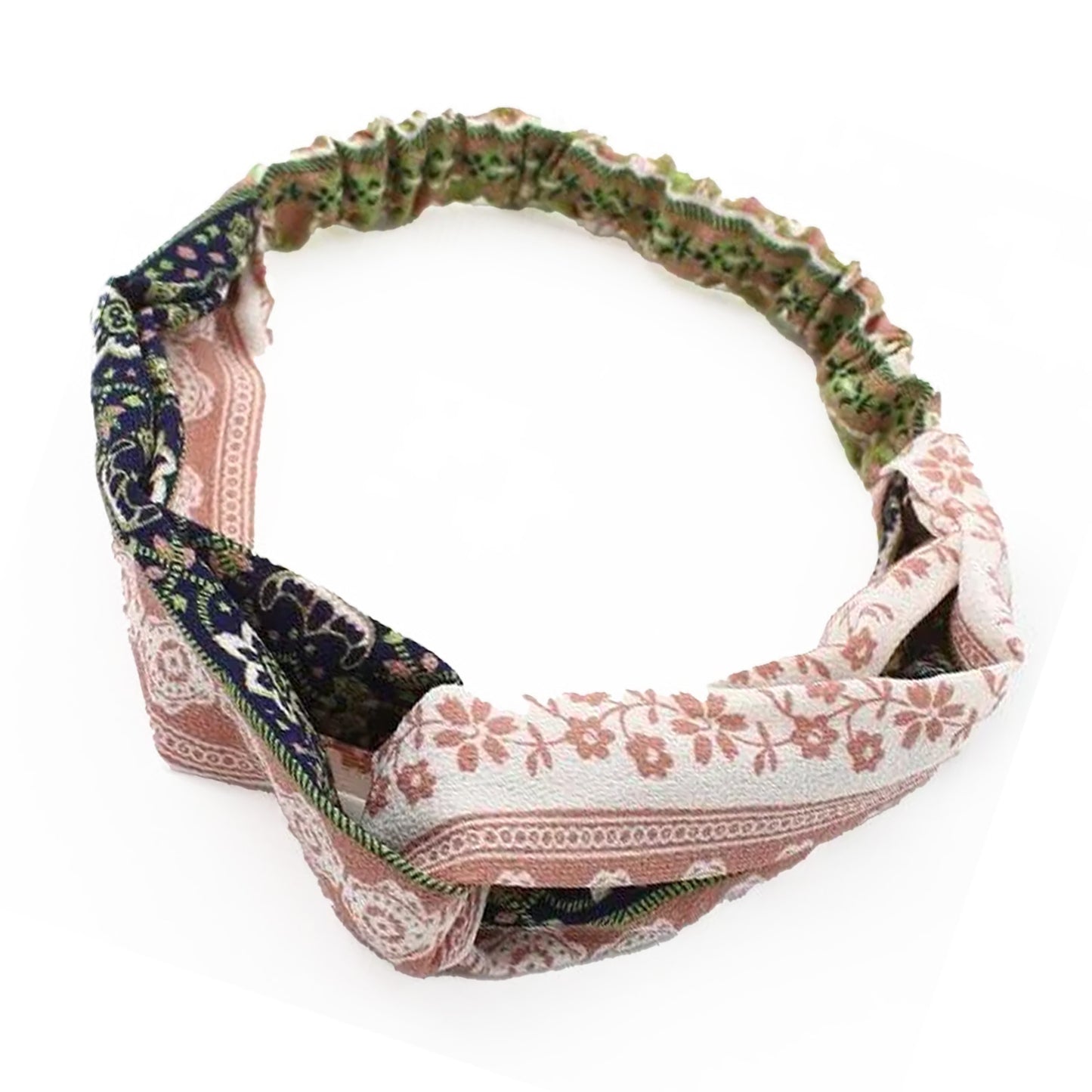 Bandeau Torsadé Fleuri Bohème Rose - Collection Gloria