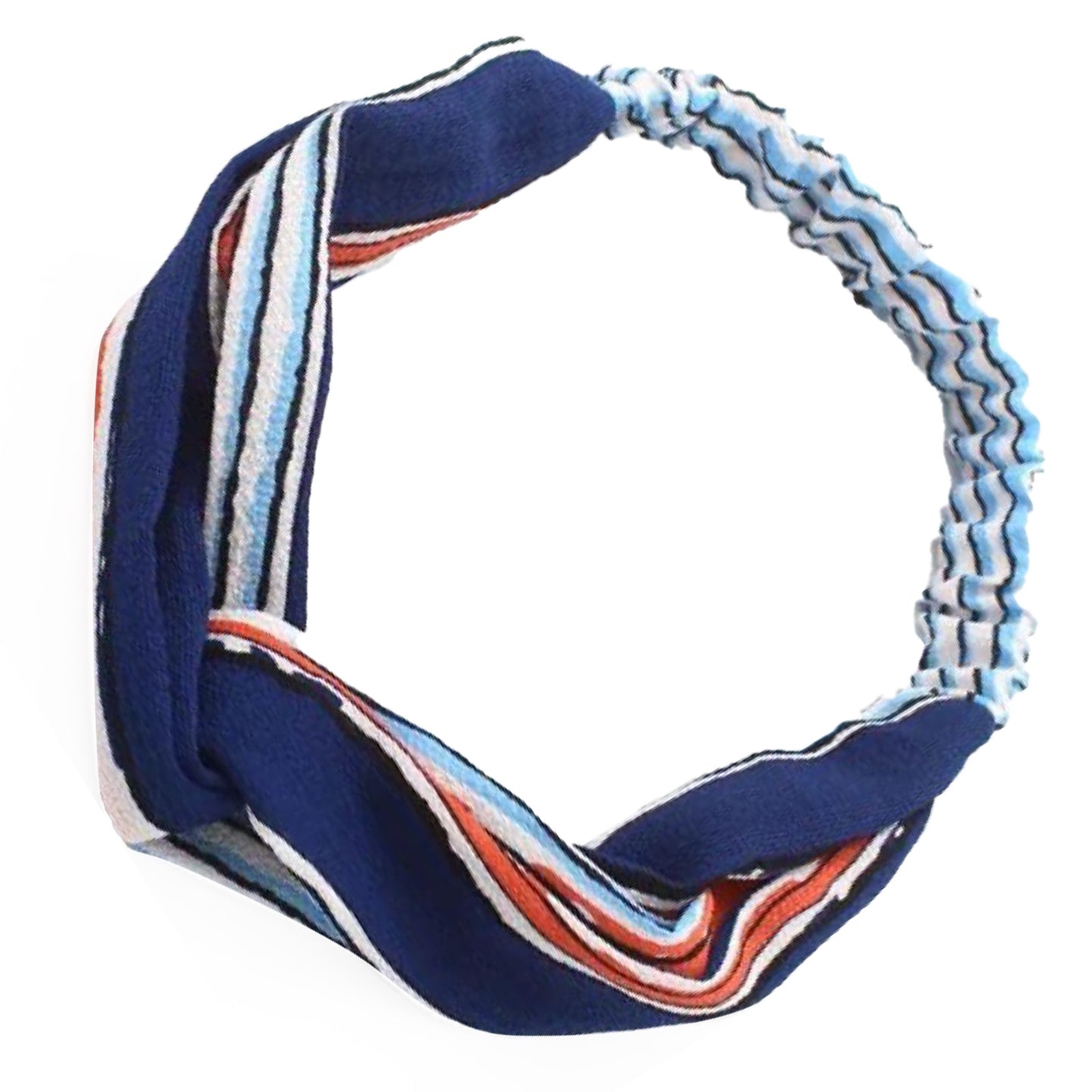 Bandeau Torsadé Bleu à Rayures - Collection Juliette