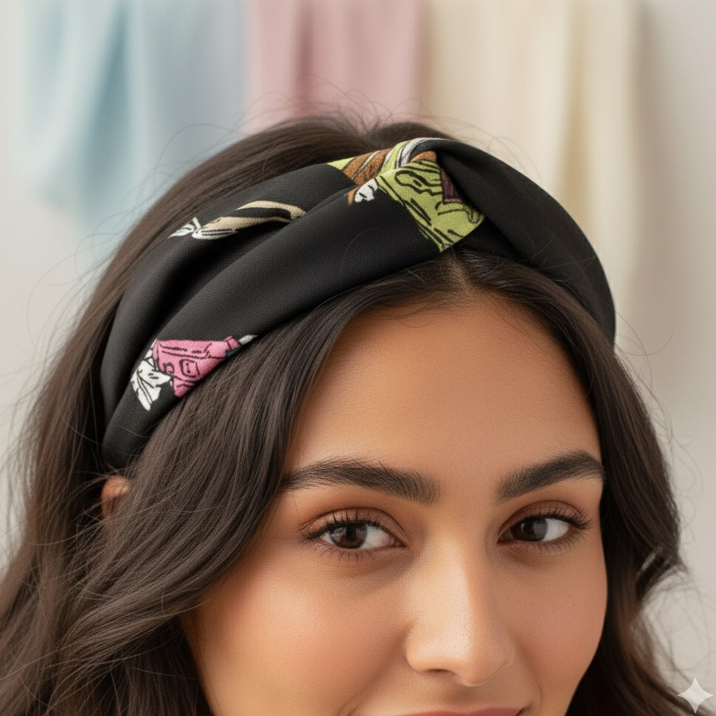 Bandeau Croisé Mila Imprimé Noir Coloré