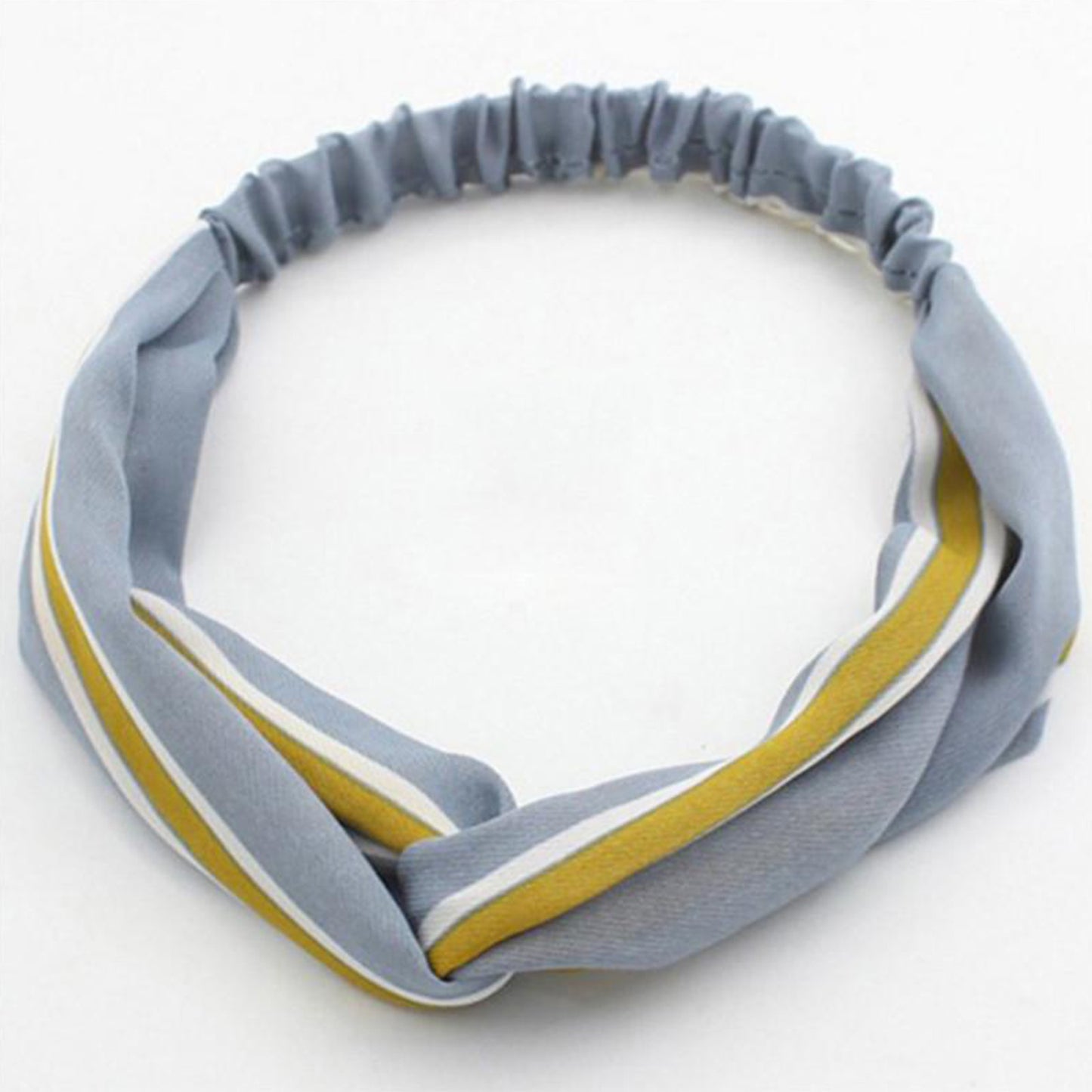 Bandeau Torsadé Bleu Clair à Rayures - Collection Juliette