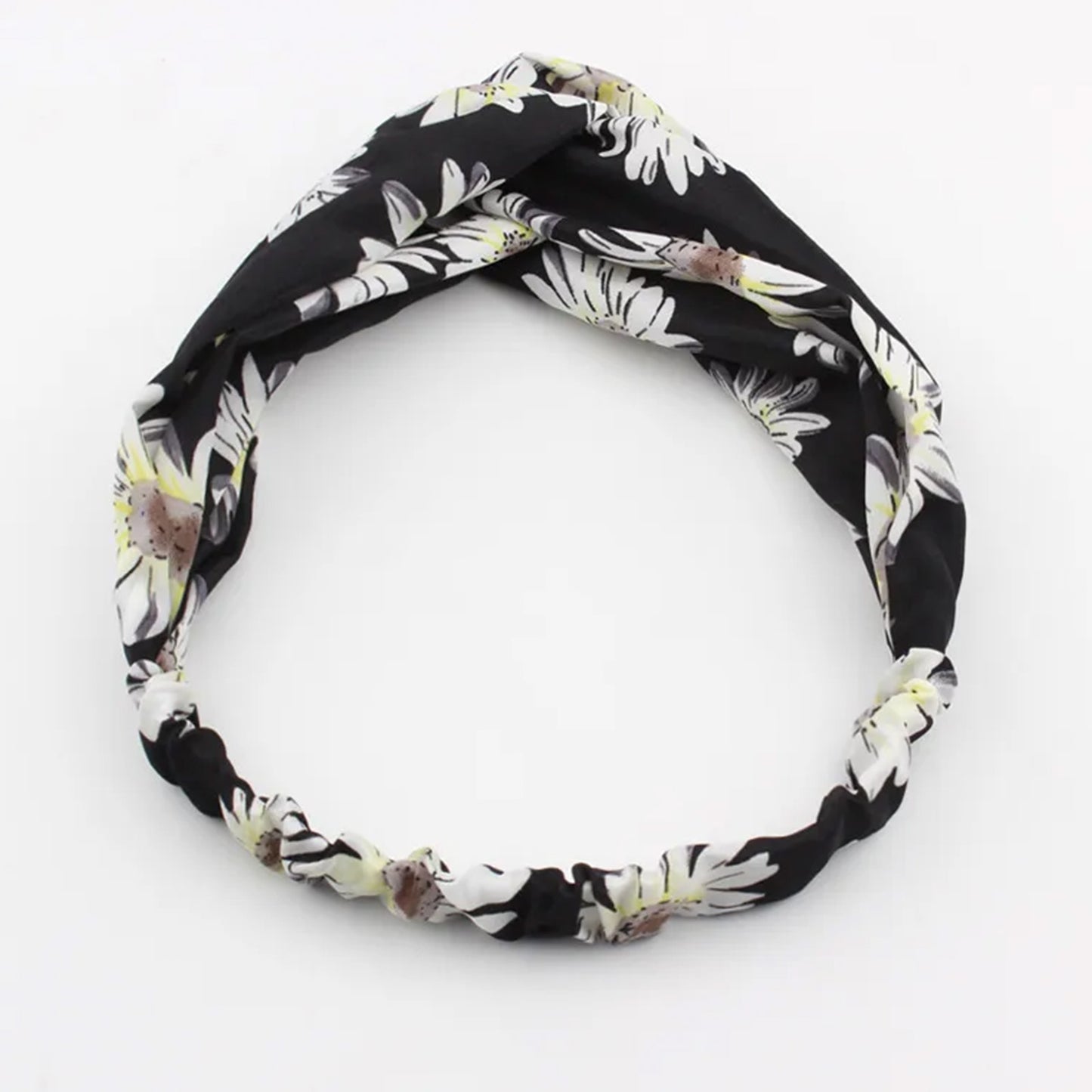 Bandeau en Satin Torsadé Fleuri - Collection Lindsay