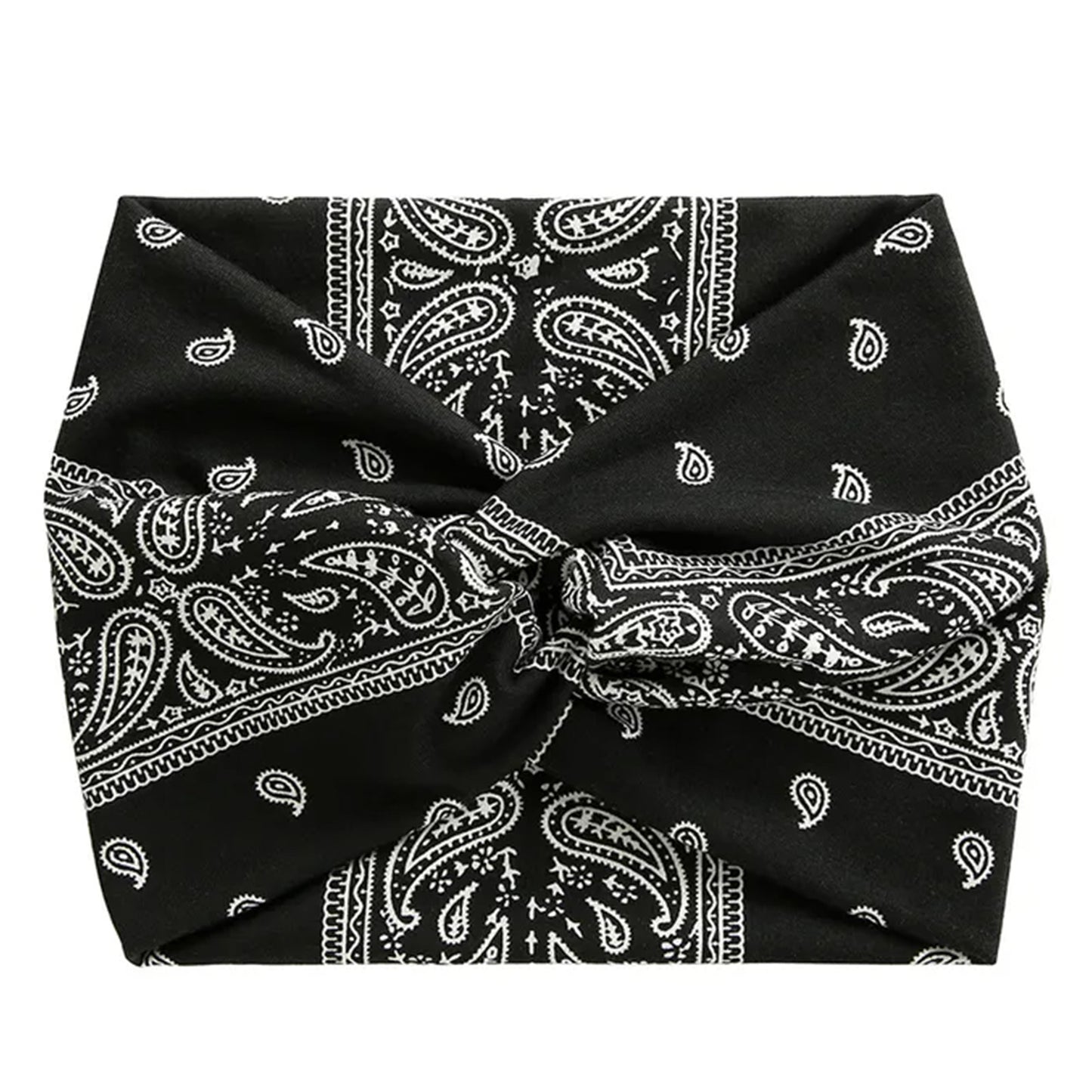 Bandeau Croisé Imprimé Paisley Noir - Collection Ginny