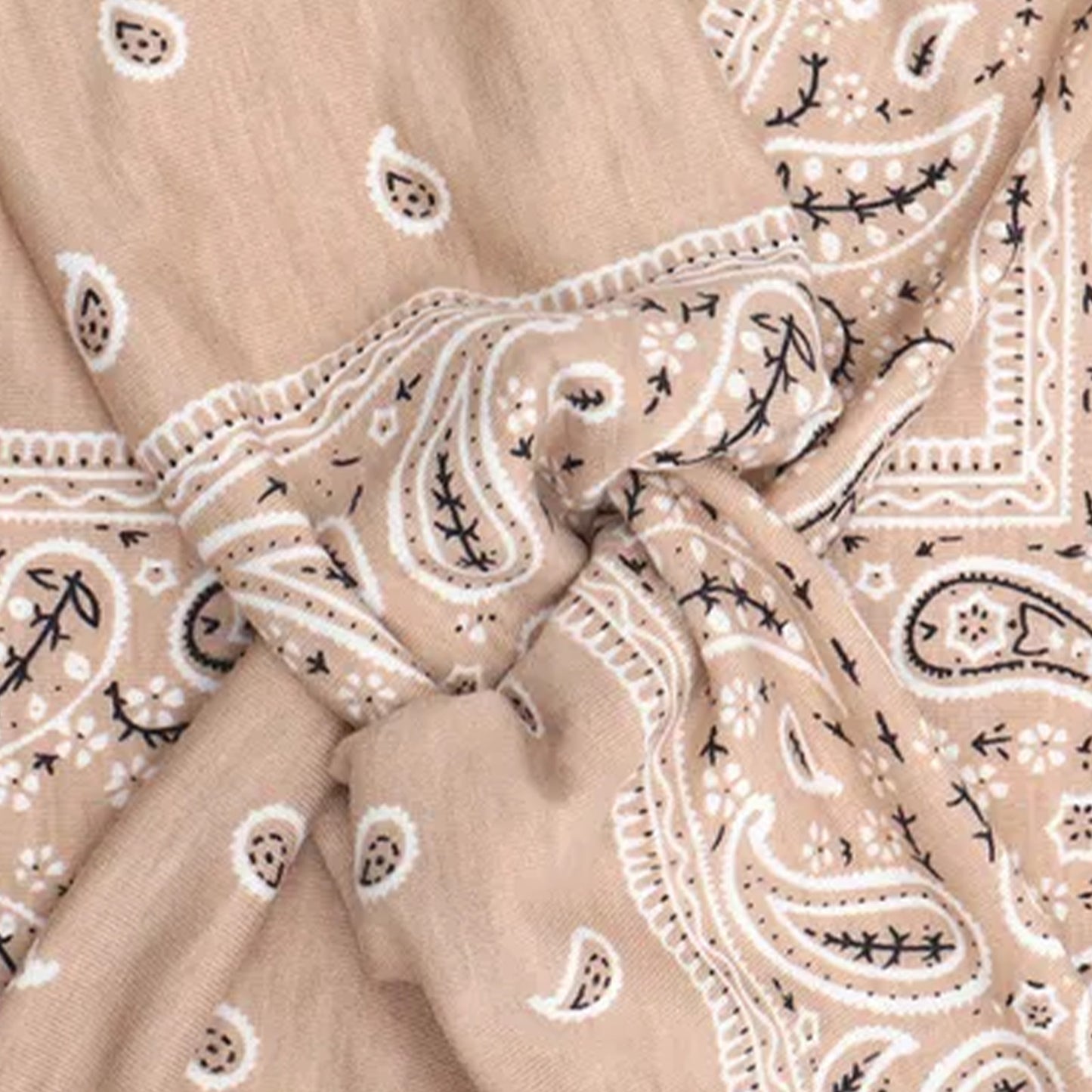 Bandeau Croisé Imprimé Paisley Beige