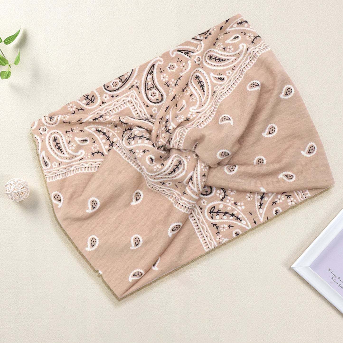 Bandeau casual style turban - Paisley Kaki Décontracté