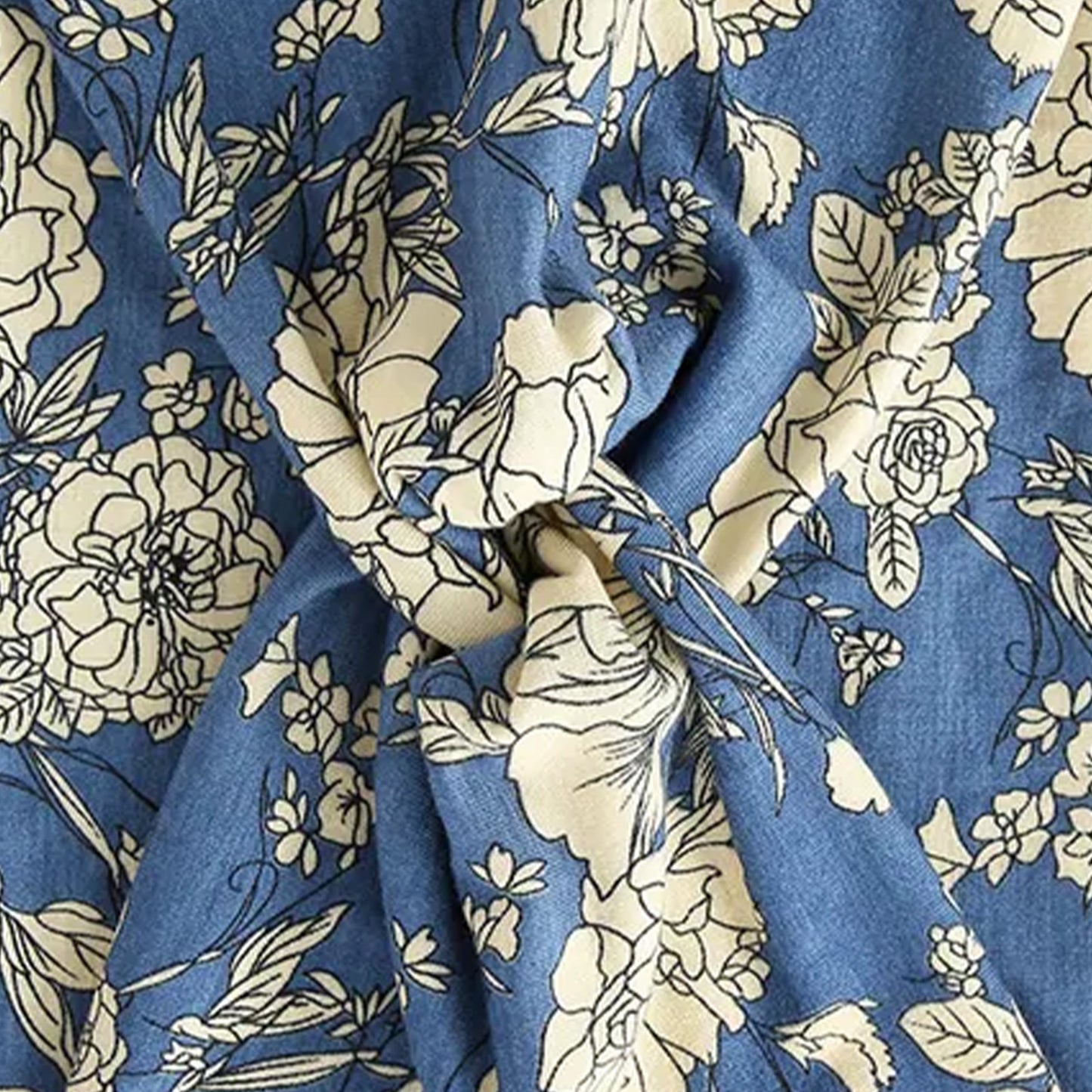 Bandeau Croisé Fleuri Bleu Roi