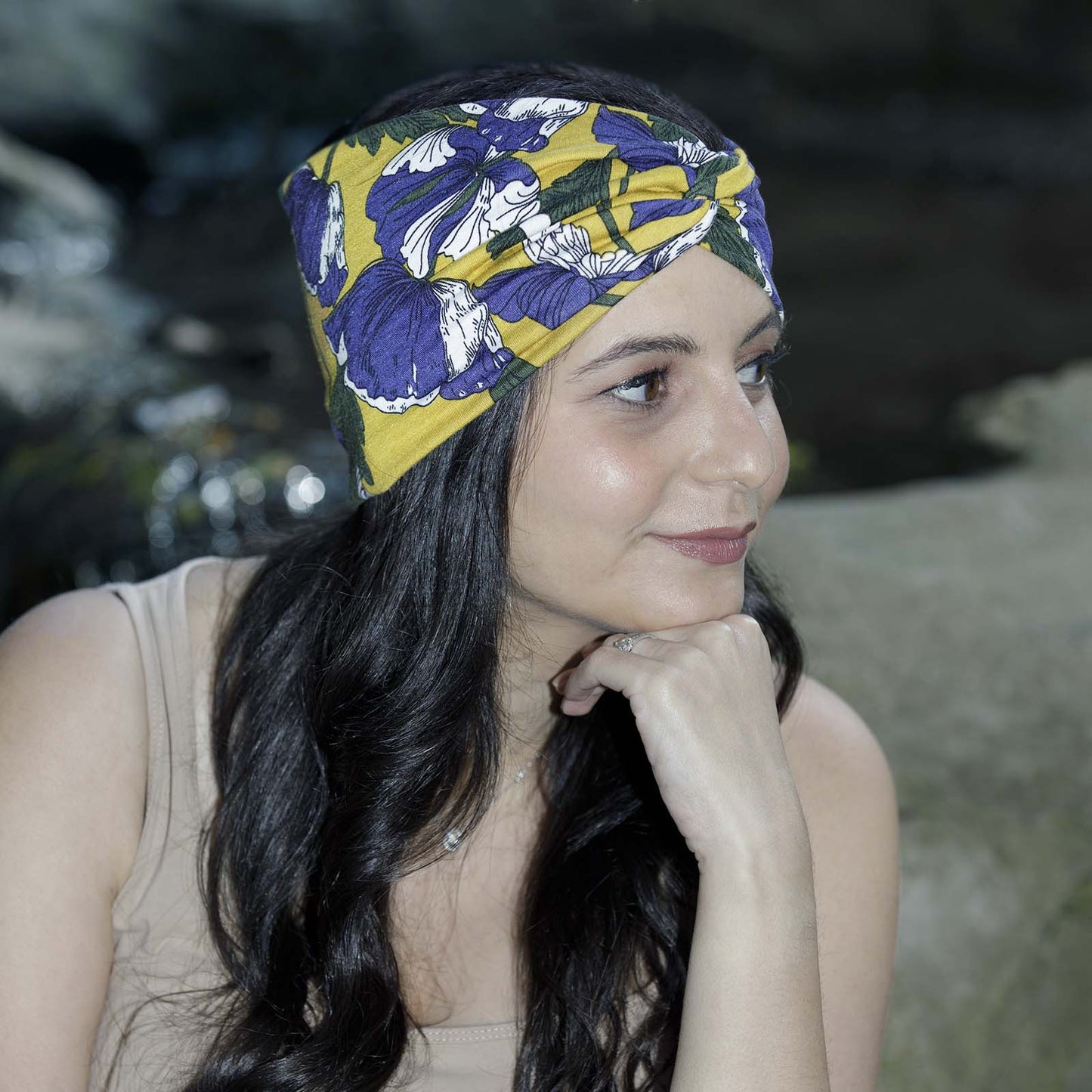 Bandeau Croisé Fleuri Maëllya Jaune