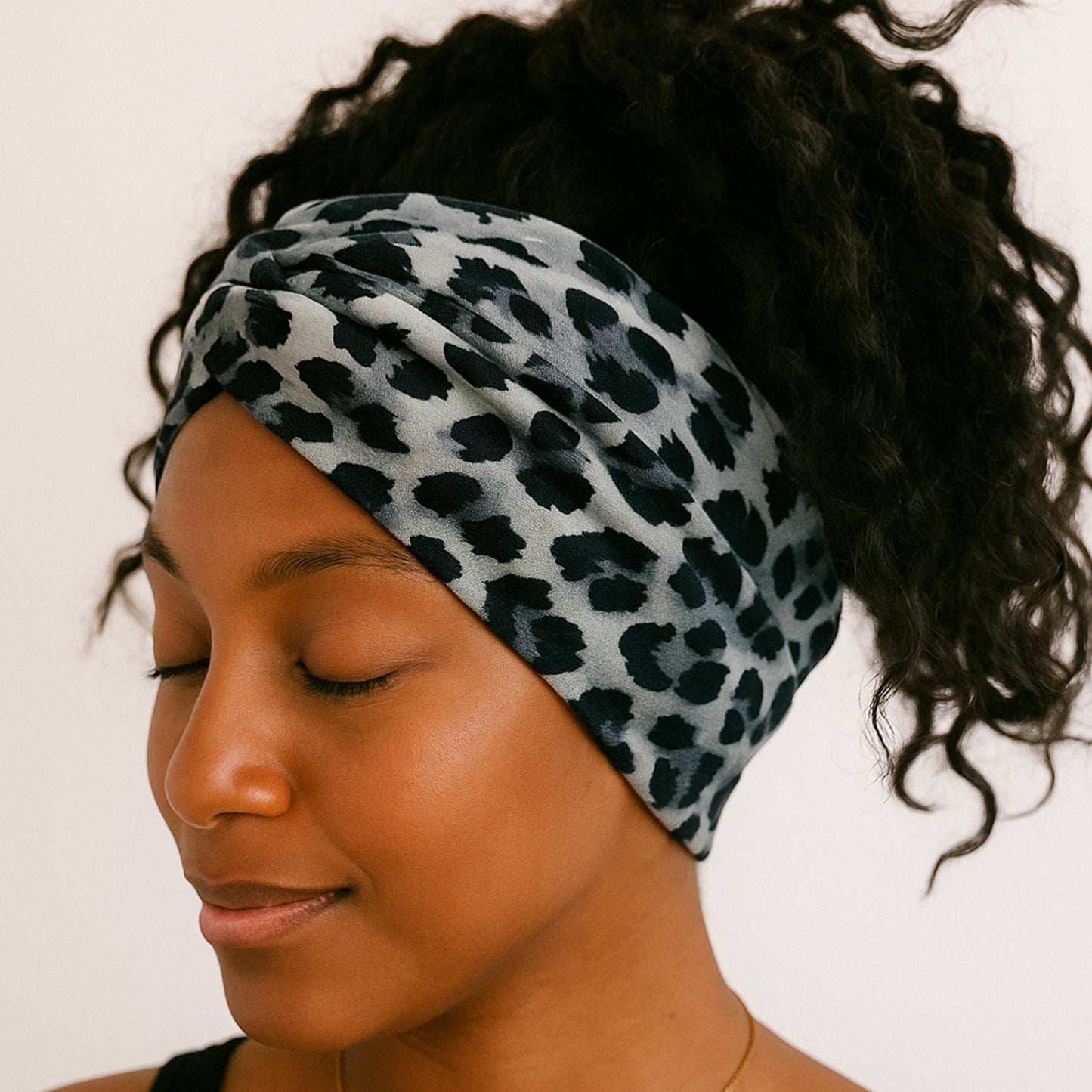 Bandeau Croisé Imprimé Léopard Gris