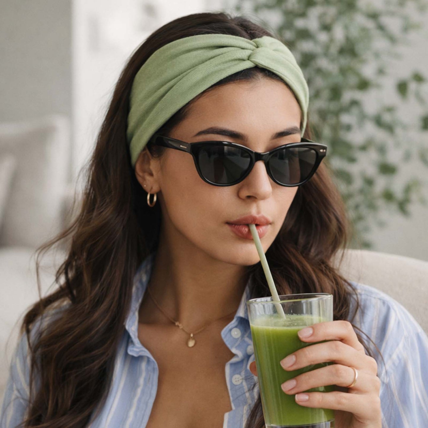 Bandeau Croisé Casual Ava-Lynn Vert Pomme