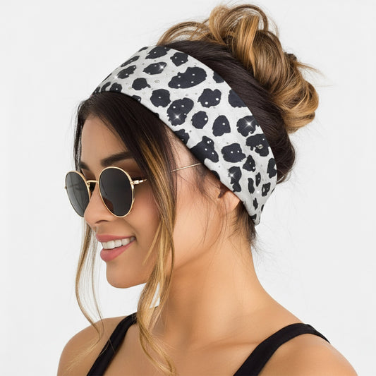 Bandeau Large Léopard Strassé Chloé en Coton Blanc