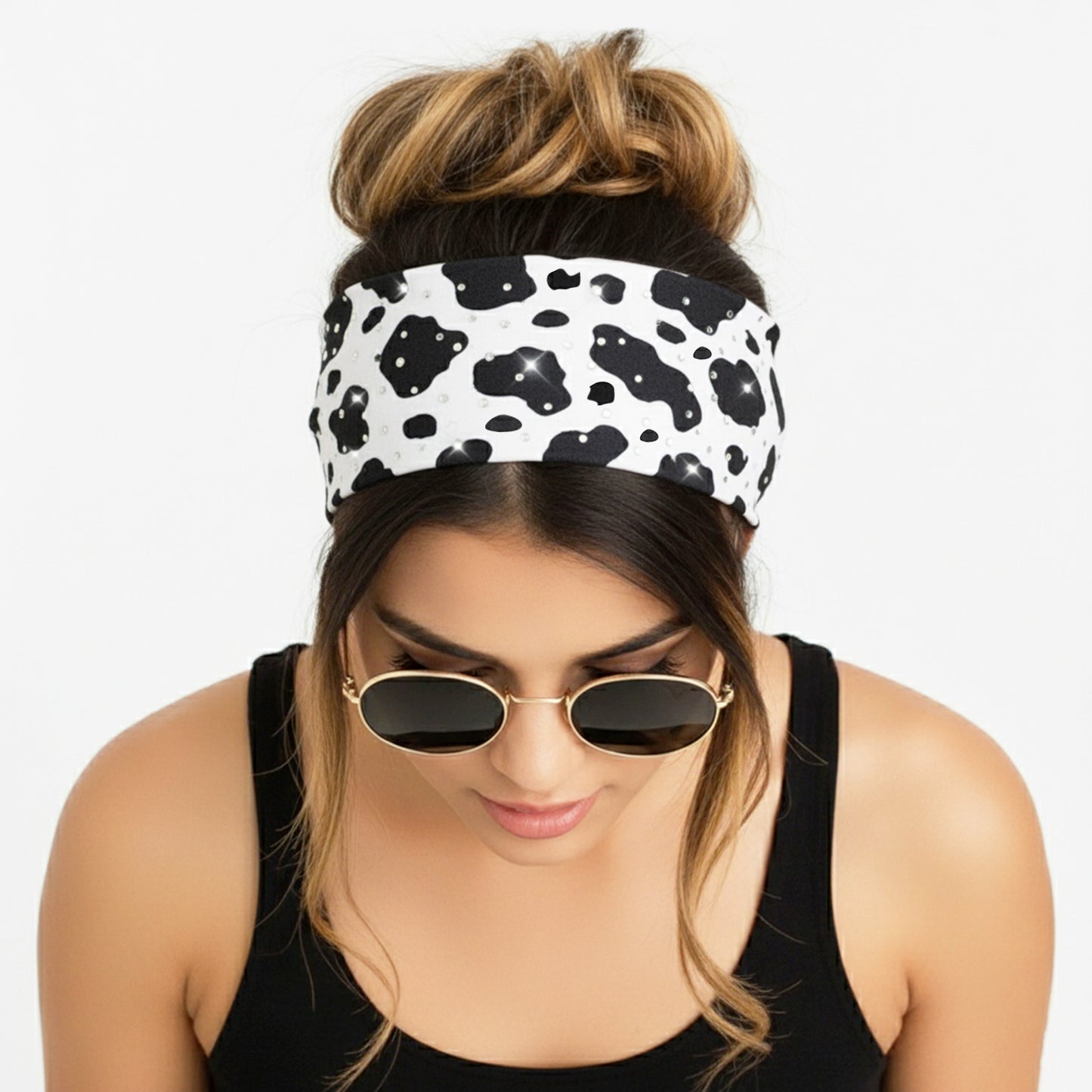 Bandeau Large Léopard Strassé Chloé en Coton Blanc