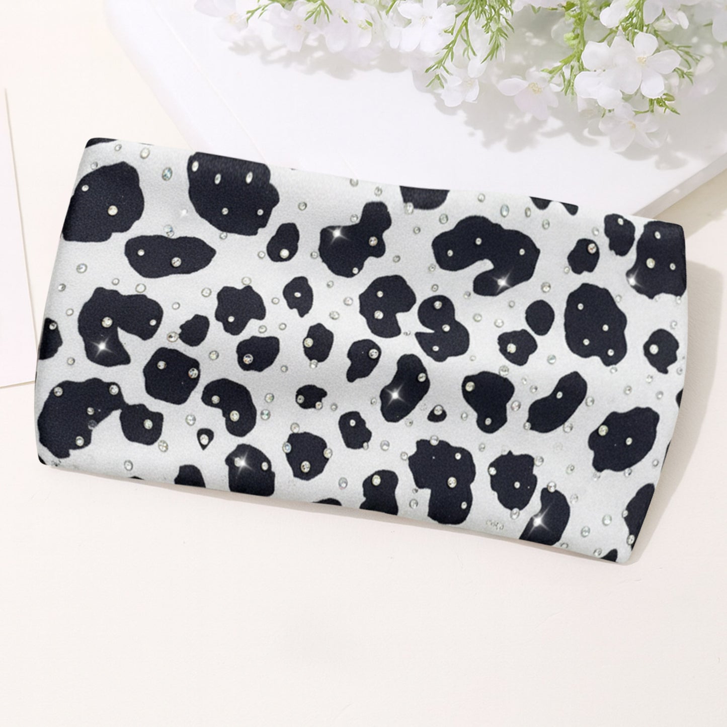 Bandeau Large Léopard Strassé Chloé en Coton Blanc